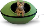 K&H Pet Products Thermo-Kitty Mod Dream Pod Heated Cat Bed for Large Cats, Indoor Heated Cat Cave, Thermal Cat Mat Hideaway for Small or Large Cats and Kittens 22 Inches Green/Black