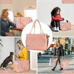 Fashion Pet Carrier Dogs Cat Small Animals Purse Bag, Leather Pet Carriers Dog Puppy Kitten Tote Travel Handbag TSA Airline-Approved