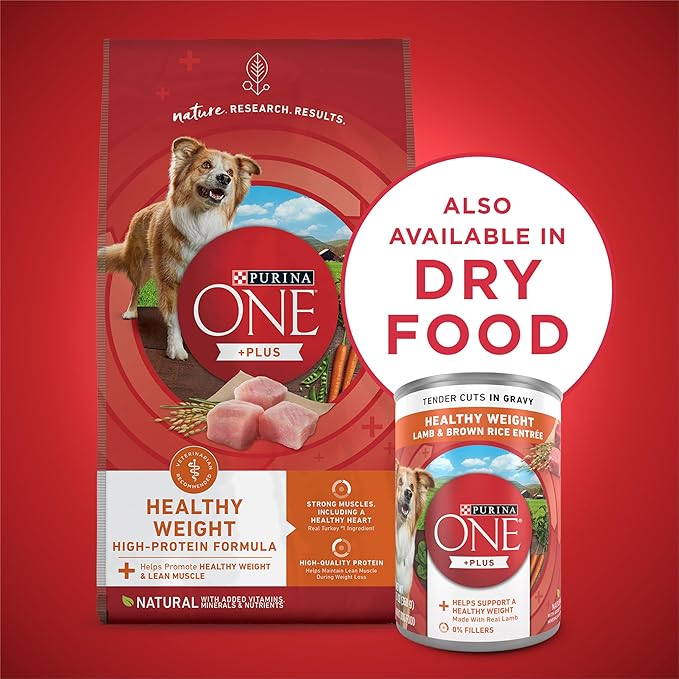Purina ONE Plus Tender Cuts in Gravy Healthy Weight Lamb and Brown Rice Entree in Wet Dog Food Gravy - (Pack of 12) 13 oz. Cans