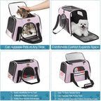 Cat Carrier Dog Carrier Pet Carriers for Medium Small Cats Dogs Puppies up to 15 Lbs,TSA Airline Approved Small Dog Cat Carriers Soft Sided,Collapsible Travel Puppy Carrier (Pink, Large)