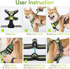 rabbitgoo Dog Harness No Pull with 2 Leash Clips, Adjustable Soft Padded, Reflective Oxford No Choke Pet Vest with Easy Control Handle for Large Dogs, Green, XL