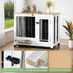 31.5" Dog Crate - Wooden Dog Cage with Removable Tray & 360° Rotating Feeder | Indoor Decorative Dog Kennel Furniture | Multi-Functional Pet End Table for Medium & Small Dogs, Light Walnut