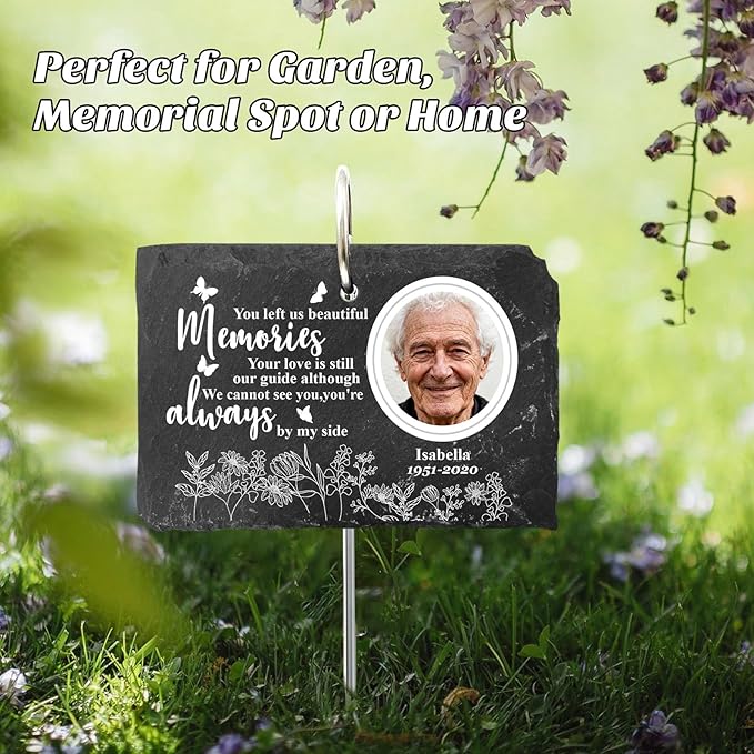 Engraved Pet Memorial Garden Stone with Stake, Custom Dog/Cat Loss Gift, Honor Your Beloved Pet, Personalized Outdoor Remembrance Gifts