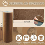 Cat Scratching Climbing Carpet Mat, Self-Adhesive Trimmable Anti Cat Scratcher Couch Furniture Protector from Cat Claws, Cat Post Covered Pad Replacement for DIY Cat Tree (Brown, 15.8" x 118")