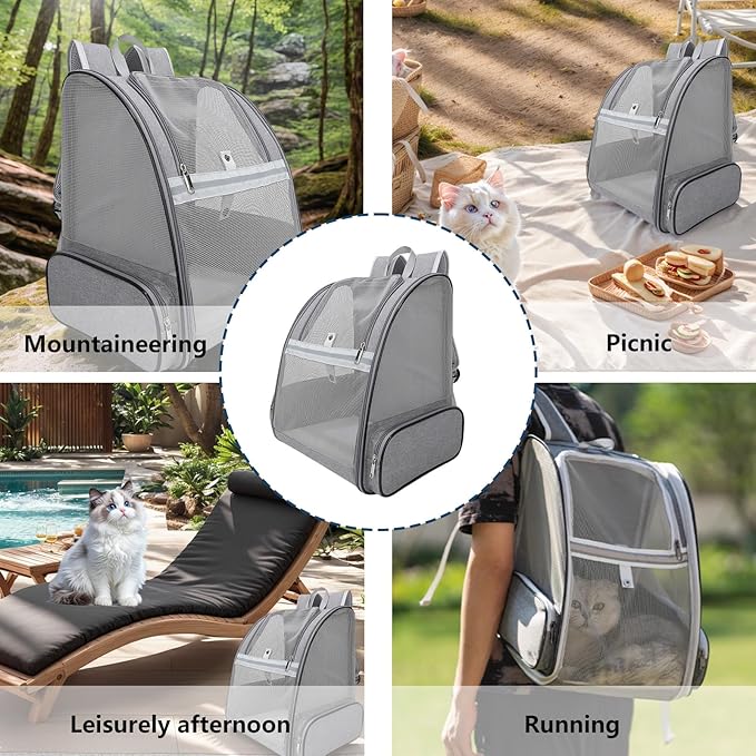 Dog Backpack Carrier,Pet Carrier for Cat/Small Dogs/Bunny,Ventilated Mesh Dog Backpack,Dog Travel Bag,Dog Bag,Small Dogs/Medium Cats Fit Up to 11lbs,Foldable Dogs Carrying Backpack