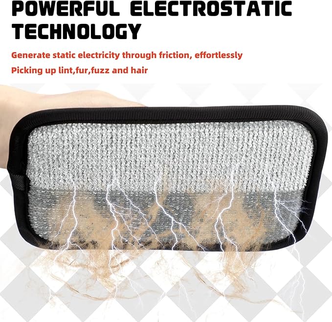 2PCS New Upgraded Thickened Electrostatic Pet Hair Removal Gloves Brush,Reusable Cat Dog Hair Remover Grooming Gloves,Double Sided Washable Static Animal Fur Removal Tool for Couch,Carpet,Clothes