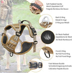 HEELE Dog Harness, Dog Harness for Small Medium Large Dogs No Pull Adjustable Padded Reflective Harness with Handle for Walking Training, Brown, XL