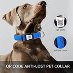 Personalized Dog Collar with QR Code tag for pet ID, Reflective Safety Collar, Suitable for Small, Medium, and Large Dogs (Blue, Small)