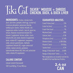 Tiki Cat Silver Comfort Mousse + Shreds, Chicken & Duck and Duck Liver, Immune System Support Formulated for Older Cats Aged 11+, Senior Wet Cat Food, 2.4 oz Cans (Pack of 12)