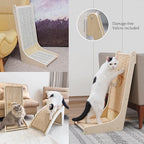 PETKARAY 105° Cat Scratcher, Sisal Kitty Scratch Pad, L Shape Scratching Board for Indoor Cats, Floor Mounted Scratcher with Mouse Toy Catnip, Chevron Style