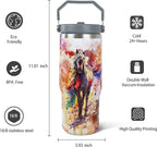 30oz Horse Tumbler with Handle and Straw, Stainless Steel Vacuum Insulated Coffee Tumbler, Travel Mug Water Bottle, Horse Stuff Accessories Decor, Horse Gifts for Women & Girls