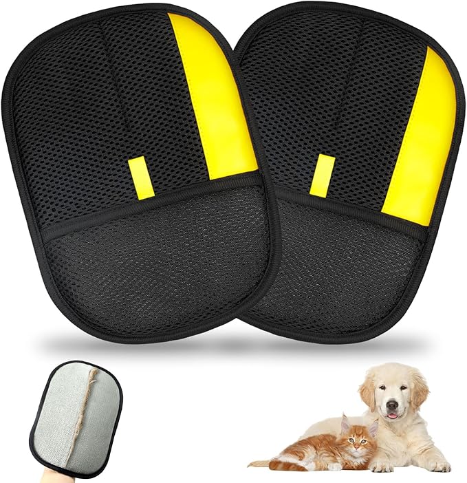 2 Pcs Pet Hair Removal Glove for Cats & Dogs,Newly Upgraded Pet Hair Gloves Electrostatic Pet Hair Remover Gloves,Reusable Pet Hair Remover Tool For Couch Clothes Carpet Car Seat,9.45 *7.1 in
