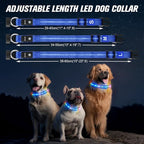 LED Dog Collar, Light Up Dog Collar, USB Rechargeable - Brightest Dog Lights for Night Walking, 6 Light Modes, Adjustable for Dog Safety(Large, Royal Blue)