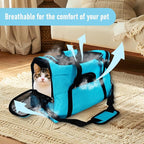 Expandable Cat Carrier for Travel, Soft-Sided Pet Carrier for Cats and Small Dogs, Airline Approved, Comfortable & Breathable Cat Carrying Bag with Adjustable Strap for Daily Use & Airplane(Blue)