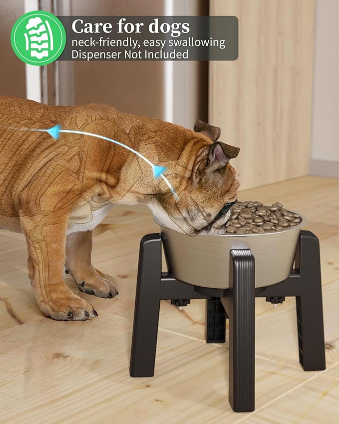 CZPET Elevated Dog Bowl, Raised Dog Bowl Stand with 51oz Stainless Steel Bowl Large Capacity, Size Adjustable & Anti-Slip Stand for Medium Dogs