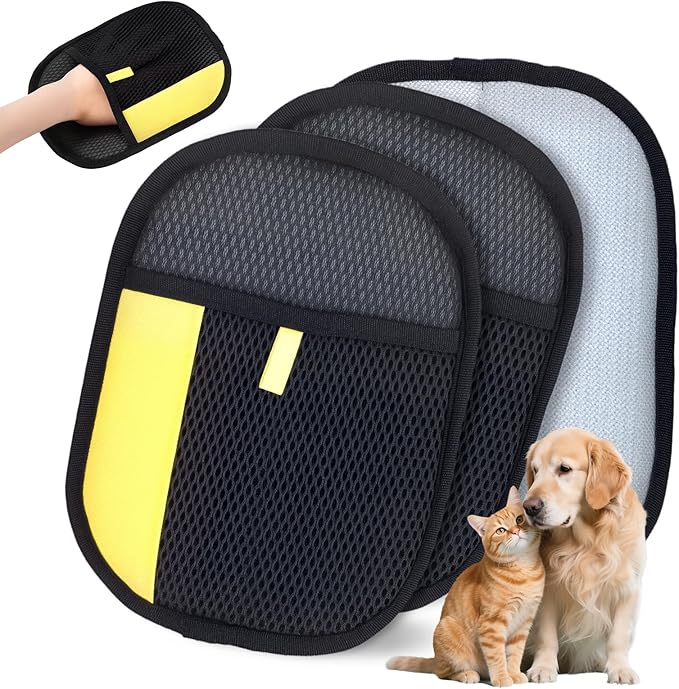 2Pcs Pet Hair Removal Gloves for Cats and Dogs. The Latest Reusable electrostatic pet Hair Removal Gloves.Pet Hair Removal Tool Suitable for Sofas, Bed Sheets, Clothing, and car Seats