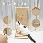 Meeyoview Vertical Sisal Cat Scratcher, 27.5'' L Shape Scratching Post, Upright Scratching Pad for Indoor Cats, Solid Wooden Furniture Protector with Catnip