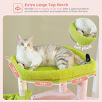 Tall Pink Cat Tree for Indoor Cats Large Adult, 71.2" Multi-Level Cat Tower with 2 Spacious Condos, 3 Hammocks, Super Large Top Perch, 2 Pompoms