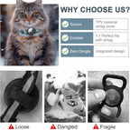 Reflective AirTag Cat Collar, Integrated Cat Tracker Collar with Air Tag Holder and Bell, Safety Elastic Band Cat GPS Collars for Girl Boy Cats, Kittens and Puppies (Green,S)