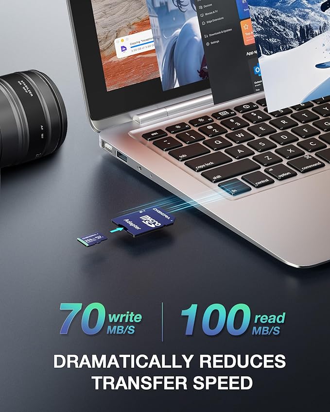 256GB CT100 microSDXC UHS-I Memory Card with Adapter - up to 100MB/s, C10, U3, V30, 4K UHD, A2, Micro SD Card for Smartphones, Tablets, Cameras, Gaming Consoles, and Drones (1 Pack)