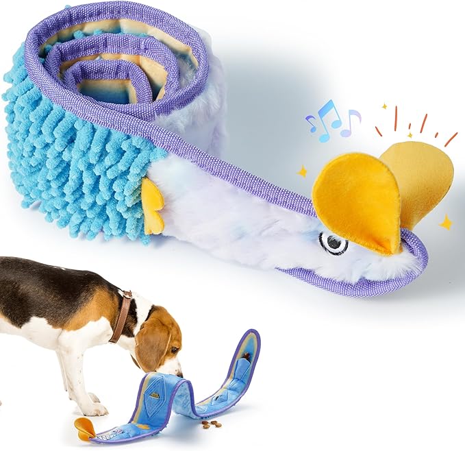 Nocciola EEL Squeaky Dog Toy, Tough No Stuffing Toy for Tug of War, Puppy Interactive Puzzle Fun to Keep Them Busy, Cognitive Crinkle Dog Toy for Large Medium Small Breed, Blue