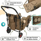 Foldable Pet Wagon Dog Stroller with Removable Fully Zipped Tent, Pet Travel Wagon with Extendable Ramp Built-in Storage Attached Water and Food Station
