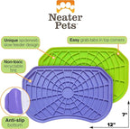Neater Pets - Neat-Lik - Slow Feeding Pad for Dogs & Cats - Puzzle Toys Provide Boredom & Anxiety Relief - Fill Licking Pad with Healthy Treats & Food (2 Pack, Green & Purple)