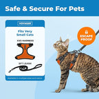 Voyager Escape-Proof Step-in Lock Cat Harness & 5ft Neoprene-Handle Leash Set All-Weather Mesh with Reflective Stitching for Small to Large Cats by Best Pet Supplies, Black Trim-Orange (327), XXS