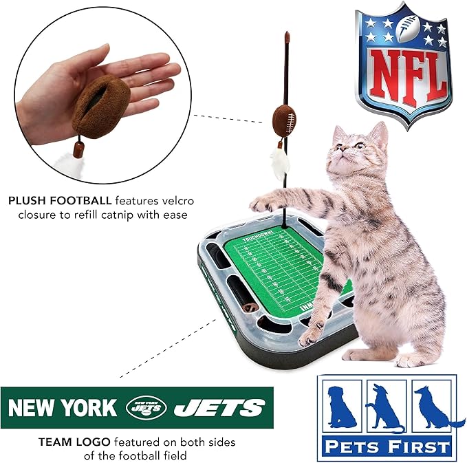 Pets First Cat Scratching Pets First New York Jets Football Field CAT Scratcher Toy with Catnip, Cat Chasing 5-in-1 Kitty Toy, multicolor