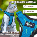 PUPTECK Cat Harness and Leash Set Escape Proof for Walking, Breathable Mash Vest Adjustable Harness for Cats Puppy Small Animals, Reflective at Night, Sky Blue Medium
