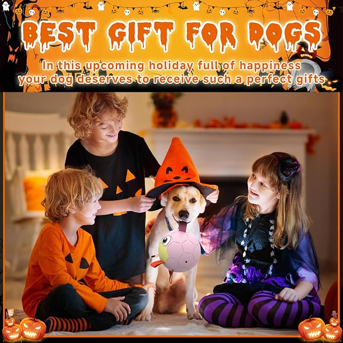 QDAN Rabbit Dog Toys Soccer Ball with Straps, Easter Day Dog Toys for Medium Small Dogs (6 Inch)