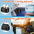 Petskd Top-Expandable Pet Carrier 18x11x11 Inches Delta American United Airline Approved, Soft-Sided Carrier for Small Cats and Dogs with Locking Safety Zippers and Anti-Scratch Mesh(Black)