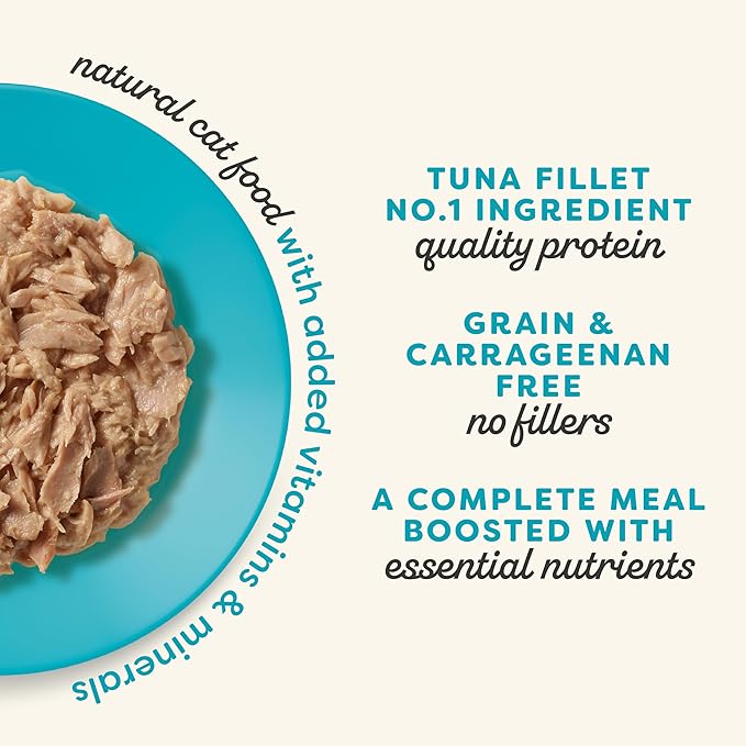 Applaws Vitality Wet Cat Food in Broth, Natural Canned Cat Food, Wet Food for Cats with Added Vitamins and Minerals, Grain Free, Carrageenan Free, Tuna Fillet in Broth (24 Count, 2.47 oz Cans)