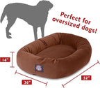 Majestic Pet 52 Inch Suede Shredded Memory Foam Mix Calming Extra Large Dog Bed Washable 52 x 35 x 11 (Inch) - Cozy Soft Round Donut Dog Bed with Spine for Head Support - Pet Bed Rust