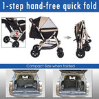 XL Extra-Long Premium Heavy Duty Dog/Cat/Pet Stroller Travel Carriage for Small, Medium, Large Pets (Taupe 2nd-Gen)