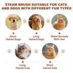 Cat Steam Brush, Dog Brush for Shedding, Pet Spray Hair Removal Comb, Pet Brush for Short & Long Hair, USB Rechargeable Grooming Supplies, Spritz Defur Comb with Finger Wipe for Teeth (White)