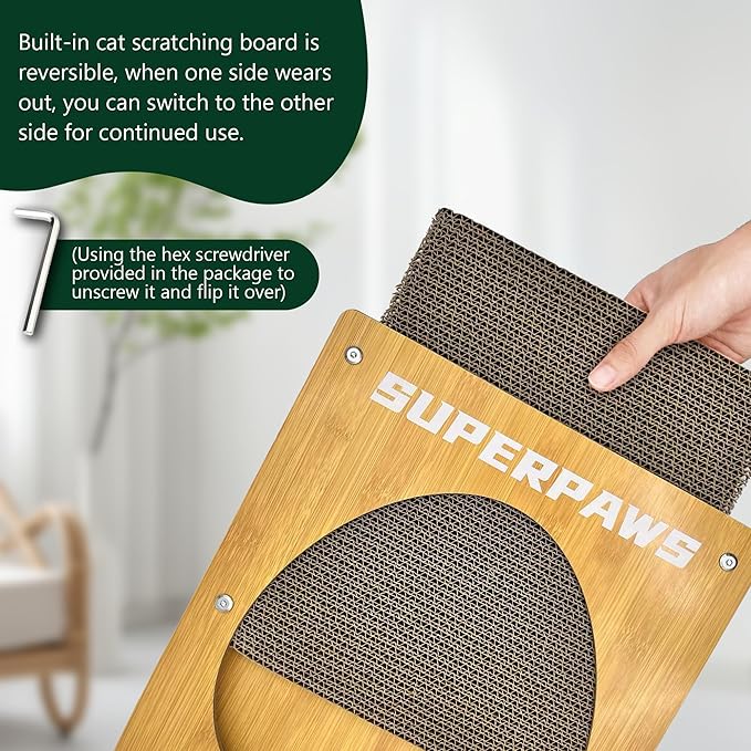 Cat Scratching Board, Easel-Shaped Corrugate Cat Scratcher for Indoor Cats, Cat Scratch Pad with Premium Scratch Textures Design, Cardboard Cat Scratcher with Double-Sided Usability (Oval)