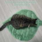 Leaf Shaped Self-Warming Cat Bed Mat – 26"x20" Cotton Pet Pad, Cat Blanket for Indoor Cats, Cat Lick Mat, Cat Heating Pad, Soft Kitten Cushion & Puppy Mattress (Green)