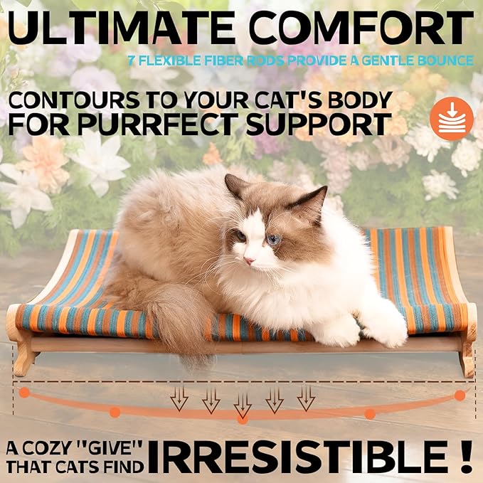 DIY Felt Cat Scratcher Bed, Durable Scratching Pad for Indoor Cats, Sturdy Solid Beech Wooden Cats Scratcher, Lounger & Sleep & Scratch (Extra-Larger), Brown