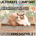 DIY Felt Cat Scratcher Bed, Durable Scratching Pad for Indoor Cats, Sturdy Solid Beech Wooden Cats Scratcher, Lounger & Sleep & Scratch (Extra-Larger), Brown