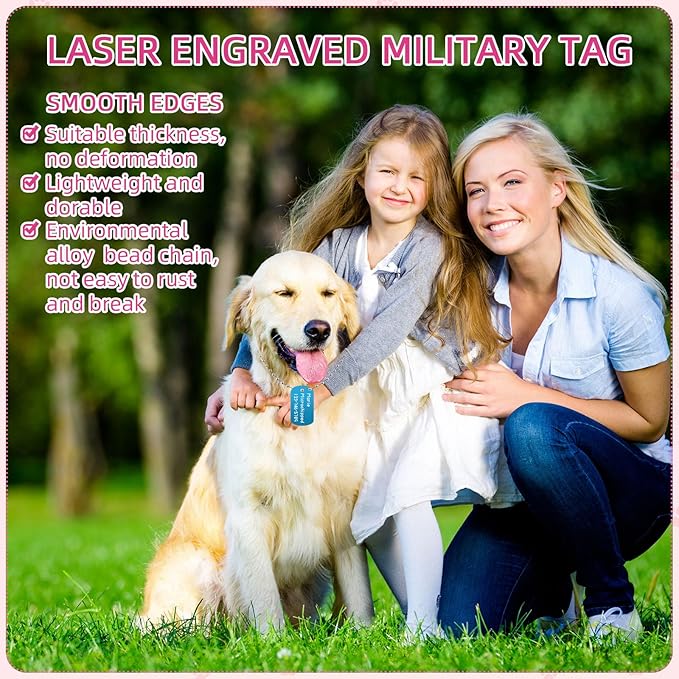 Therwen 300 Pcs Blank Dog Tags Set Includes 150 Pcs Aluminum Tags Engraving Laser Blanks and 150 Pcs Necklace Chain for Pet Decorative DIY Craft, 10 Colors (150 Set)