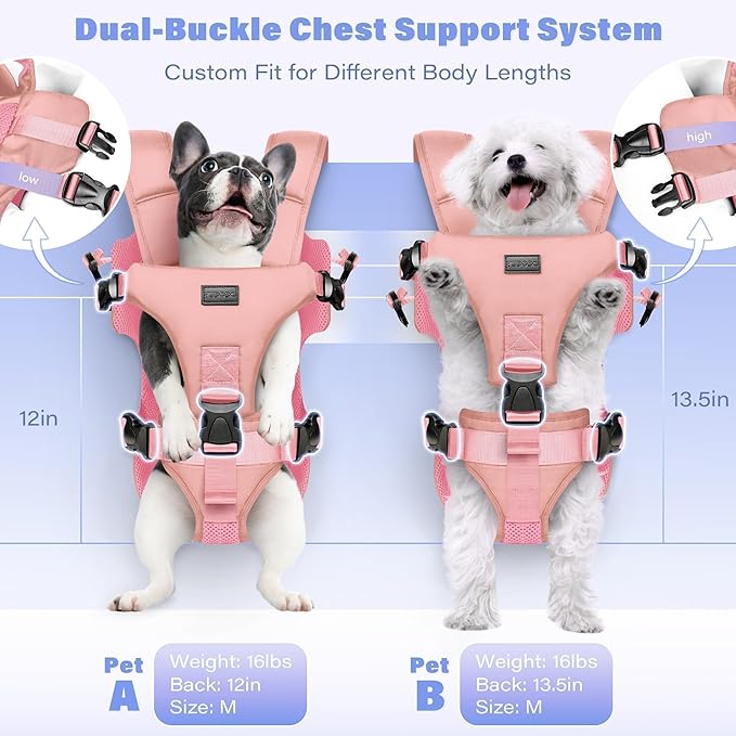 YUDODO Front Pet Carrier Backpack for Small Dogs and Cats, Secure and Breathable Mesh, Ergonomic Support, Adjustable for Walking, Hiking, or Travel (Pink M)