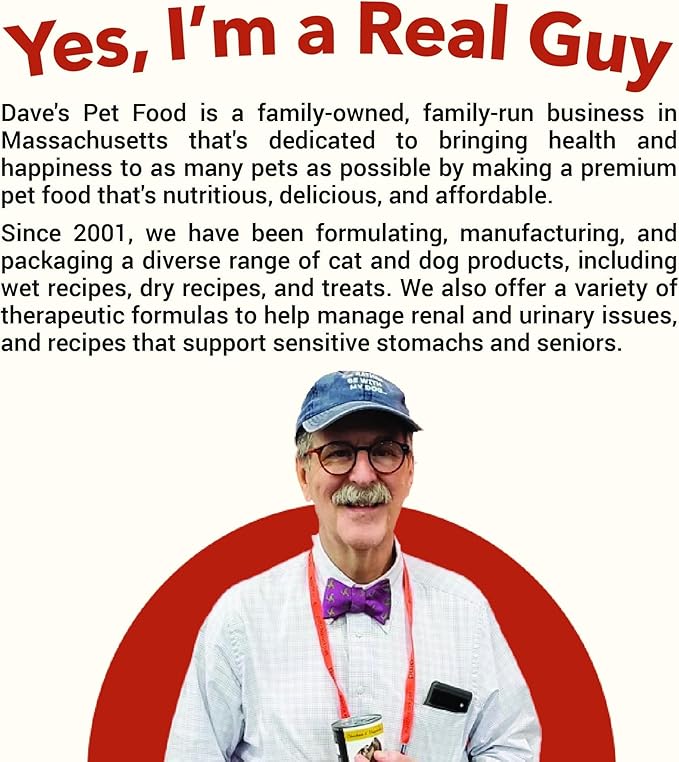 Dave's Pet Food Grain Free Wet Cat Food Pate (Beef & Chicken), Made in USA Naturally Healthy Canned, 12.5 oz Cans (12 Pack)