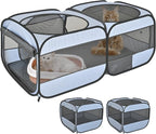 2-in-1 Pop Up Cat Playpen, Detachable into 2 Separate Pens with Additional Doors, Assembly-Free Portable Dog Crates Pet Pen Tent Kennel Kitten Puppy Enclosure Cage Indoor Outdoor Foldable Condo(M)