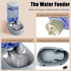 Stainless Steel Automatic Pet Feeder for Small&Medium Pets Automatic Food Feeder and Waterer Stainless Steel Bowls Set 3.8 L, Travel Supply Feeder and Water Dispenser for Dogs Cats Pets Animals