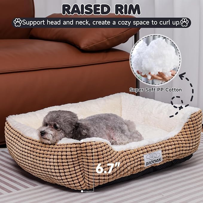 Dog Beds for Medium Large Dogs, Fluffy Cat Beds for Indoor Cats, Calming Pet Bed for Puppy and Kitty, Extra Soft & Machine Washable with Anti-Slip Bottom, Coffee, 25inches
