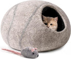 Cat Cave Bed -Handmade Wool Cat Bed Cave, Cat Bed Cat House, Felt Cat Caves for Indoor Cats and Kittens