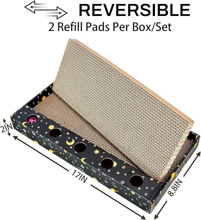 3 Packs in 1 Cat Scratch Pad – Cat Scratcher Cardboard to Protect Furniture,Each Cat Scratching Board with 2 Corrugated Cardboard Pads & Playful Bell