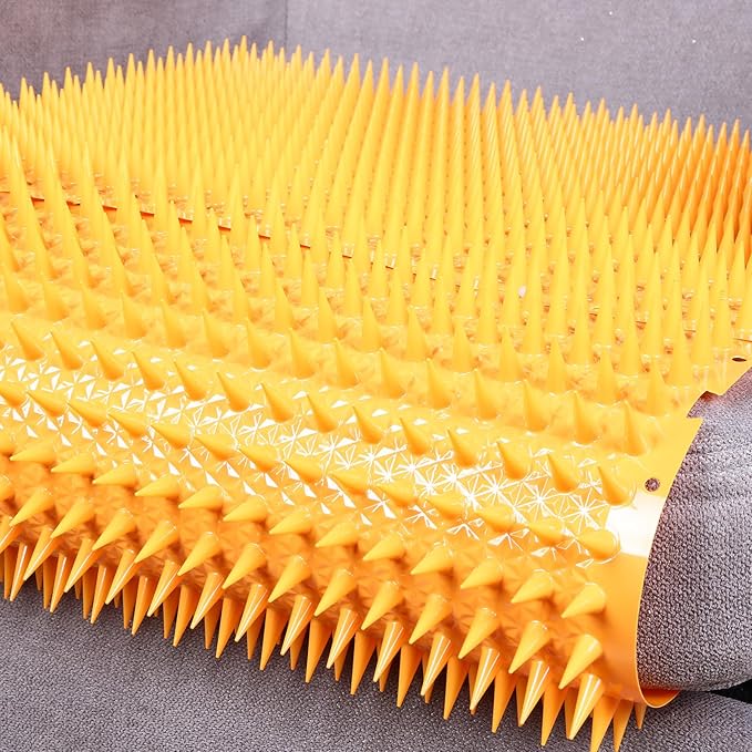16 Pack Cat Repellent Outdoor Mat Cats Dogs Plastic Bendable Spiked Deterrent Training Repellent PET Mats with Spikes for Indoor Outdoor Supplies, 18.3 Square Feet, 16 x 13 Inch(Orange)