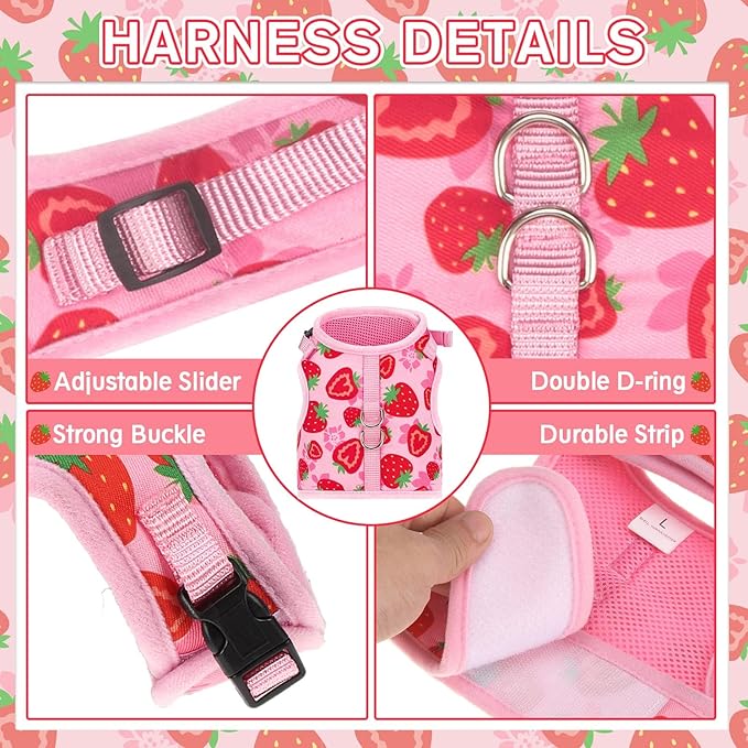 PUPTECK Soft Mesh Cat Vest Harness and Leash Set Puppy Padded Pet Harnesses Escape Proof for Cats Small Dogs Rabbits Bunny